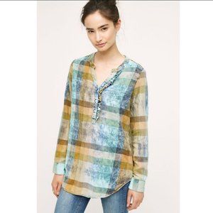 Anthropologie Isabella Sinclair Pastel Plaid Shirt